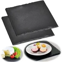 KESPER® Servierplatte Servierplatte aus Schiefer, Maße: 20 x 20 cm - 2er Set 38109, (1-tlg)