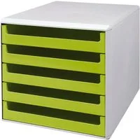 Metzger & Mendle Schubladenbox, mit lichtgrauer Hülle, 5 Schubladen, halboffen, stapelbar
