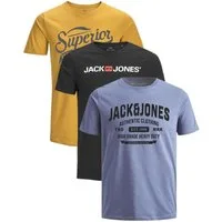 Jack & Jones Print-Shirt Bequemes Slimfit Shirt (Spar-Set, 3er-Pack) in Unifarbe mit Print