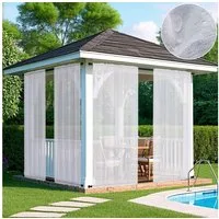 BTTO Gardine Outdoor Vorhang Winddicht & Wasserdicht,Terrassenvorhang (1 St), transparent, Oben und unten mit Stangentasche
