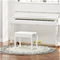 HOMCOM Klavierbank Keyboardhocker mit Kunstleder Kissen (Pianobank, 1-St., Höhenverstellbar Klavierhocker), für Piano Keyboard 64 x 35 x 45-55 cm Weiß