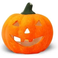 matches21 HOME & HOBBY Dekofigur Kürbis-Laterne als LED Halloween-Deko Windlicht in 13x14 cm, Gruseliger Jack-O-Lantern Deko-Kürbis als innen außen Herbst-Deko