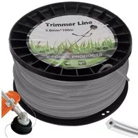 Gardlov Trimmerfaden Trimmerfaden Trimmerfaden 3mm 100m quadratisch Motorsensenschnur Spule, 100 m Länge, 3 mm Fadendurchmesser, (Motorsensenschnur Set quadratisch 3mm aus verstärktem Polyamid PA6, Trimmerfaden Ersatzspule 100m für Rasentrimmer und M