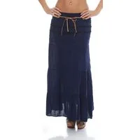 malito more than fashion Sommerrock malito Damen Maxi Rock mit Strickmuster, langer Rock mit Gürtel, luftiger Maxirock