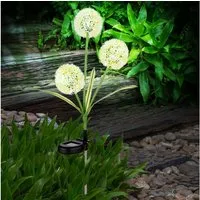 GLOBO LIGHTING LED Solarleuchte, LED-Leuchtmittel fest verbaut, Neutralweiß, Außenleuchte Solarlampe Gartendeko LED Pusteblume Edelstahl Lila