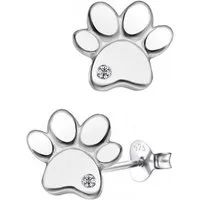 Goldene Hufeisen Paar Ohrstecker Pfoten 925 Silber mit Zirkonia Tierpfoten Ohrringe (1 Paar, inkl. Etui), Silberschmuck für Kinder und Damen