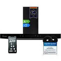 KKT KOLBE Wandhaube Dunstabzugshaube 60cm FLAT6006S Dunstabzugshaube 60cm FLAT6006S, Abzugshaube / Edelstahl / Schwarz / Glas / WIFI / 9 Stufen / LED