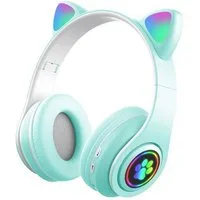 KINSI Bluetooth-Headset, Kopfhörer mit Katzenohren, RGB-LED-Leuchten Kinder-Kopfhörer (AVRCP-Bluetooth, HSP, A2DF Bluetooth, HSF 1.5, Katzenohr-Headset für Mädchen, kompatibel mit Tablet/Computer/Telefon)