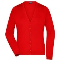 James & Nicholson Strickweste Damen Strickjacke mit V-Ausschnitt JN660 Angenehm weiches und wärmendes Baumwoll-Strickgewebe