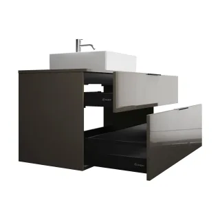 Burgbad Keramik Waschtisch-Set Eqio Grau Hochglanz/Alpinweiss, SGUP120F2010C0001 SGUP120F2010C0001