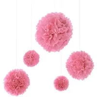 Frau WUNDERVoll Papierdekoration 5er Set Pompoms - rosa - 2x Ø20, 2x Ø30, 1x Ø40 cm Deko Hochzeit Party