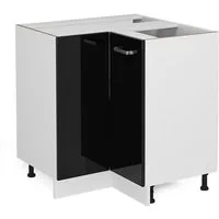 Vicco Eckunterschrank R-Line, Schwarz Hochglanz/Weiß, 75.6 cm ohne Arbeitsplatte (1-St)