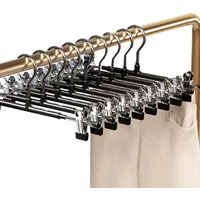 SinLaw Kleiderbügel Hosen kleiderbügel platzsparend, Kleiderbügel mit Anti-Rutsch Klammern, (10-tlg), kleiderbügel röcke Clothes Hangers with Non-Slip Clips