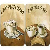 WENKO Herd-Abdeckplatte Universal Modell Kaffee, Glas, (Set, 2 tlg), Herdabdeckung für alle Herdarten, kratzfest, mit rutschfesten Füßen
