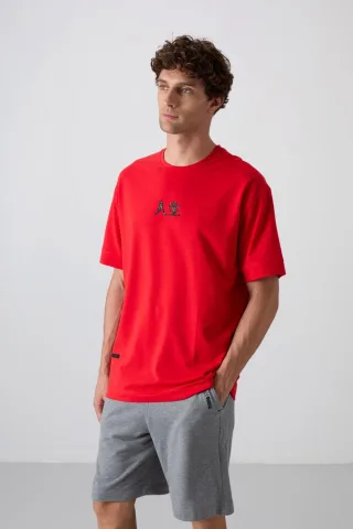 Übergröße Bedrucktes Rundhals-T-Shirt