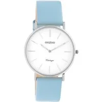 OOZOO Quarzuhr Oozoo Damen Armbanduhr hellblau Analog, (Analoguhr), Damenuhr rund, mittel (ca. 36mm) Lederarmband, Casual-Style