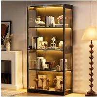 BROTTAR Glasvitrine mit Doppeltüren, LED-Beleuchtung und Bewegungssensor (1-St) mit großem Stauraum auf 4 Ebenen, 80×35×165cm