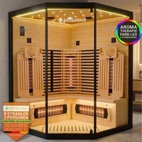 Artsauna Infrarotkabine Malmö140, BxTxH: 140 x 140 x 190 cm, Dual-Technik, Dimmbare Rückenstrahler, 3 Personen, LED-Beleuchtung