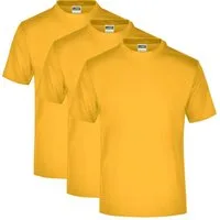 James & Nicholson T-Shirt 3er Pack Klassisches Herren Baumwoll-T-Shirt aus Single Jersey JN001 (Spar-Set, 3er-Pack) Keine störenden Seitennähte