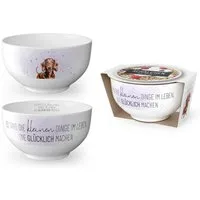 La Vida Schüssel Müsli-Salat-Dessert-Schale Schüssel Bowl la vida Geschenk Dackel, Material: Porzellan