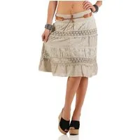 malito more than fashion Sommerrock malito Damen Rock mit Blumen Strickmuster, Glockenrock mit Gürtel, Baumwollrock knielang