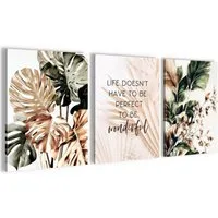 Novart Wandbild Wandbilder Boho Wohnzimmer Schlafzimmer Landhaus Deko, Blätter
