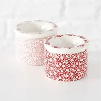 BOLTZE GRUPPE GmbH Aschenbecher Sturmaschenbecher Fleur rot weiß Blütendekor H.7 cm Dolomit Stückpreis