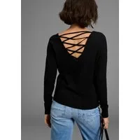 Laura Scott Strickpullover softer Übergangsstrick mit femininen Schnürdetails