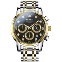 OLEVS Quarzuhr Herrenuhr Bicolor Silber /Gold Chronograph 2875, Uhrenbox