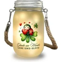speecheese Dekolicht Marienkäfer Solarlicht mit Spruch Glaube an Wunder, Liebe und Glück!