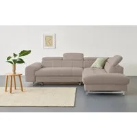 COTTA Ecksofa Chef L-Form, mit Kopfteilverstellung, edle Metallkufen, wahlweise mit Bettfunktion