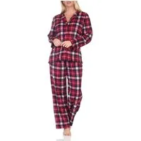 Normann Pyjama Normann Damen Fleece Schlafanzug in edler Karo-Optik zum durchknöpfen