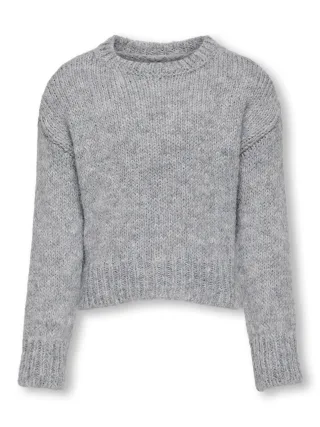 KIDS ONLY - KOGMARIE LS O-NECK SHORT KNT light grey melange - Gr. - 134/140