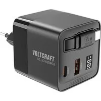 VOLTCRAFT USB-Steckerladegerät, 65 W, GaN mit Display VC-16619015 USB-Ladegerät (GaN, USB Power Delivery (USB-PD), Schnellladegerät)