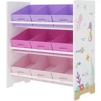 en.casa Kinderregal, »Boiro« Spielzeugregal mit 9 Boxen Ozean-Motiv