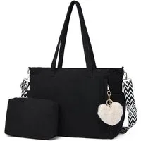 Coonoor Schultertasche Damen Umhängetasche Groß Shopper Handtasche Cord Tote Bag Reisetasche, für Arbeit Büro Reisen Einkaufen Schule Strand