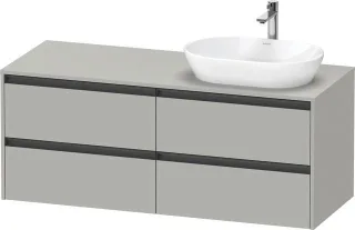 Duravit Ketho.2 Konsolenwaschtischunterbau wandhängend Betongrau Matt 1400x550x568 mm - K24898R07070 K24898R07070000