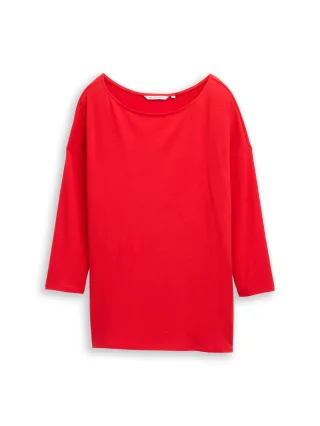 Denim Tom Tailor - Loose Fit Langarmshirt brilliant red - Gr. - M