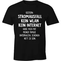MoonWorks Print-Shirt Herren T-Shirt Gestern: Stromausfall Kein WLAN Kein Internet mit Print