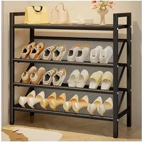 BlingBin Schuhregal Schmal, Metall Schuhablage mit 4 Ebenen für Eingangsbereich, 1er Set 1-tlg., Geeignet für Schlafsaal, Miethaus, Balkon, Stapelbar Und Schmal