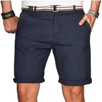 Alessandro Salvarini Shorts Herren mit Gürtel – Baumwoll Shorts Regular Fit Bequeme Sommer Shorts mit Taschen und hohem Komfort