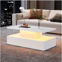 STILVORA Couchtisch mit LED-Licht,Sofatisch Wohnzimmertisch Hochglanz mit Schiebeschublade (Satztisch, Wohnzimmertisch, Kaffeetisch, 1-St., mit offenem Ausstellungsregal und 1 Schiebeschubladen), mit 16-farbigem LED-Licht