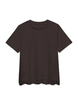 VERO MODA - VMSARA METTE LACE SS T-SHIRT JRS NOOS Chocolate Torte - Gr. - L
