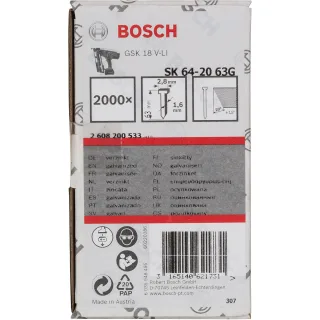 Bosch Senkkopf-Stift SK64 20G, verzinkt - 2608200533