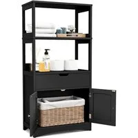 COSTWAY Mehrzweckschrank Bücherschrank mit Türen & 3 Regalen & Schublade