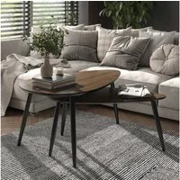 Vicco Couchtisch Veyo, Walnuss/Schwarz, 98 x 60 cm Set, 2 Teile (2-St)