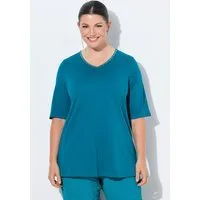 Ulla Popken T-Shirt T-Shirt A-Linie V-Ausschnitt Halbarm Pima Cotton