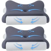 Esun Nackenstützkissen Kopfkissen, 2 in 1 Nackenstützkissen, Ergonomisches Schlafkissen, Füllung: Kissenbezug besteht aus 18% Elasthan und 82% Nylon, Ruckenschlafer, Bauchschlafer, Seitenschlafer, Set, Kissen vom OEKO-TEX® und CertiPUR Getestet, für 