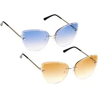 UrbanSky Sonnenbrille Sofia (2er-Pack, Sonnenbrillen-Set mit Einstecketuis) 2er-Pack - Verlaufstönung - randlos - Dekorsteine