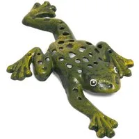 Moritz Dekofigur Frosch Gusseisen 22 cm liegend grün wetterfest Garten Teich Gartendeko, Gartendeko Figuren Dekofrosch Gartenteich Deko